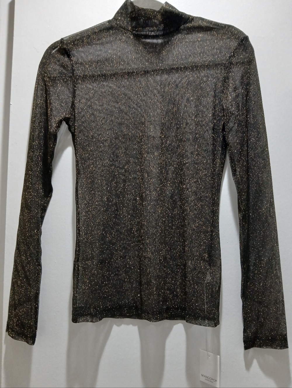 Mango Black Knit Top with Gold Sparkle